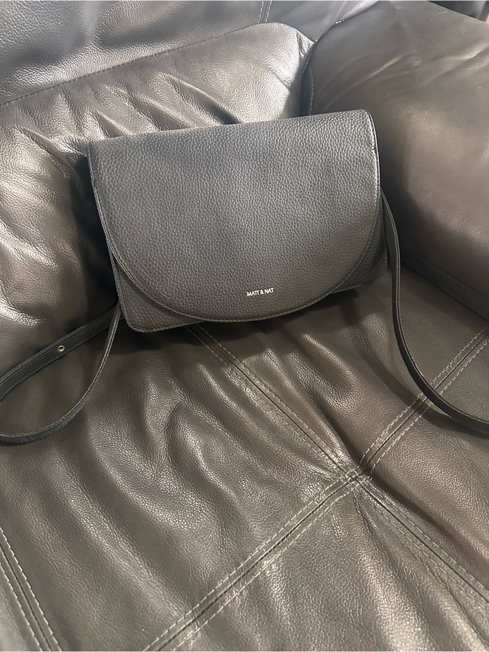 Matt & Nat Black Pebbled Leather Crossbody Bag